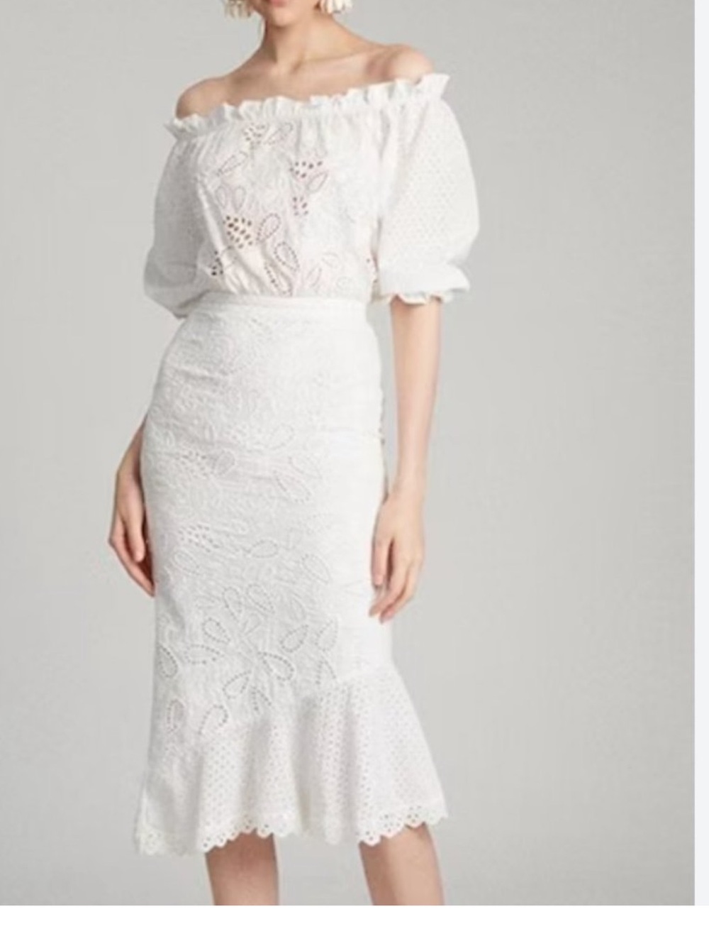 Saloni Women’s White Eyelet Midi Dress